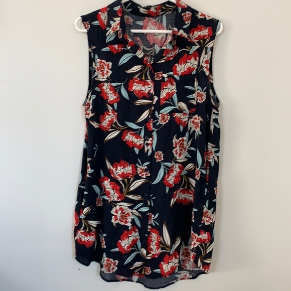 EXPRESS FLORAL SUMMER WOMEN LONG TOP SIZE S-M - Picture 1 of 7
